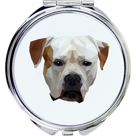 American Bulldog - Miroir avec photo et inscription géométrique par Art-Dog (1/3)
