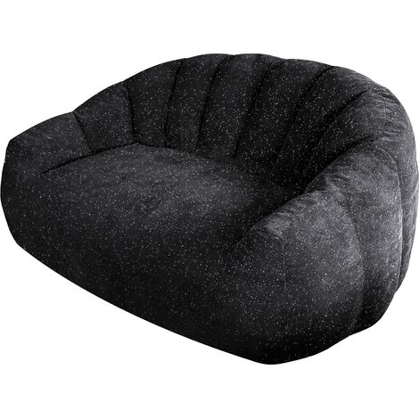 CHICFURN Divano pouf 140x98x61 cm in tessuto nero con braccioli per salotto e camera (1/5)