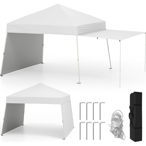 Tonnelle de Jardin Pop-up 430 x 280 CM, Tente Réception Portable Pliable avec Parois Latérales Convertibles en Auvent, pour Fête Camping,Blanc (1/5)