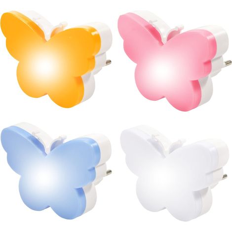 Veilleuse Enfant LED, Lot de 4 Lampe Nuit avec Capteur de Lumière Automatique Plug and Play Veilleuse pour Chambre, Couloir, Escalier, Garage, Kawaii Deco Cadeau (Papillon) [Classe énergétique D] (1/5)