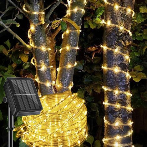 Guirlande lumineuse solaire 10 m 100 LED IP65 étanche en cuivre pour fête, jardin, cour, maison, mariage, Noël, Halloween, vacances, arbre de Noël (1/5)