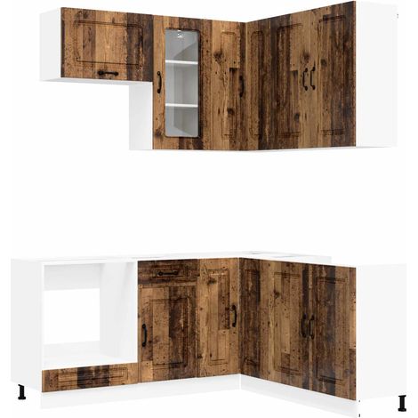 Kitchen Unit KALMAR 8 pcs Old Wood Engineered Wood vidaXL (1/5)