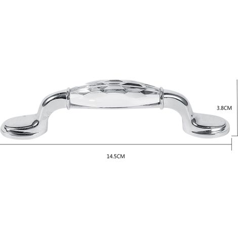 Boutons de tiroir en cristal, poignées de meuble en cristal transparent, design incurvé, style européen luxueux, en verre et alliage, poignées de tiroir et de porte