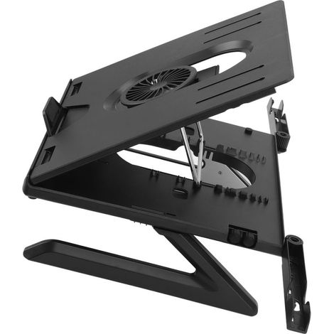 Support pour ordinateur portable rafraîchissant, réglable 9 niveaux, pliable avec ventilateur double support téléphone pour PC 10 à 17 pouces