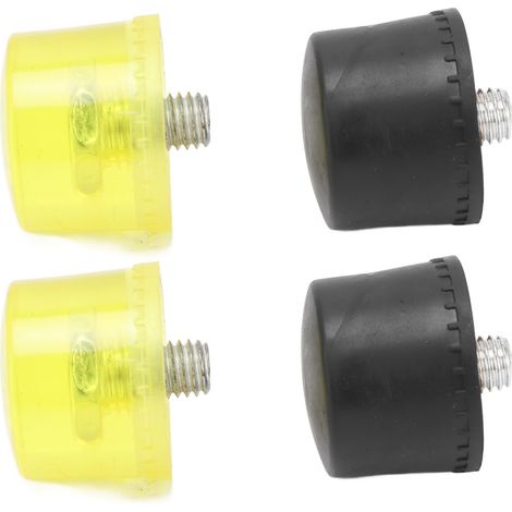 Lot de 4 têtes de frappe en caoutchouc M10x1 pour marteau remplacement jaune noir 2 jaunes 2 noires Ø25mm accessoires mallette (1/5)