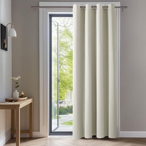 Rideaux isolants et occultants, chauds et confortables, 132 x 214 cm (largeur x hauteur), adaptés au salon et à la chambre, beige, 1 pièce. (1/4)