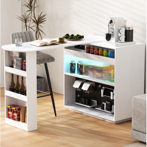 buffet enfilade blanc 120 cm avec LED et rangements OKMYHOME (1/5)