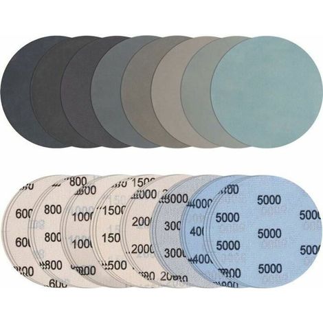 Lot de 24 disques de ponçage ronds de 125 mm, papier abrasif sec et humide, grain 600/800/1000/1500/2000/3000/4000/5000, pour métal