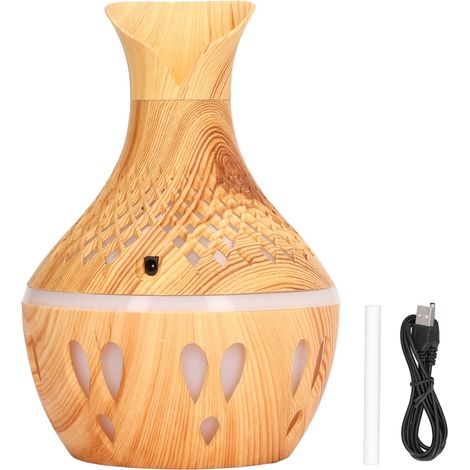 Humidificateur d'air imitation bois, humidificateur d'aromathérapie avec arrêt automatique pour chambre, 300 ml