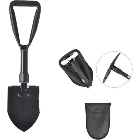 Noir - Mini Pelle Pliable et Portable multifonctionnelle Pelle Pliante Militaire Plus DE 30 MODÈLES Camping Plage Jardinage Voitu (1/5)