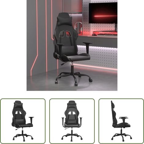 Confort de jeu - Chaise de jeu de massage noir similicuir (1/5)