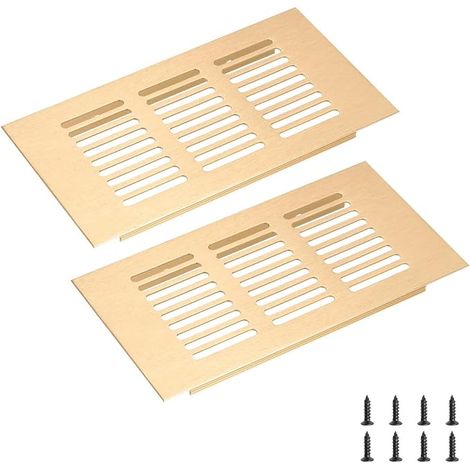 Rectangular Ventilation Grille, Aluminum Mesh Air Vent Cover with Fixing Screws (150X60mm/6"X2", Gold Tone) (1/3)