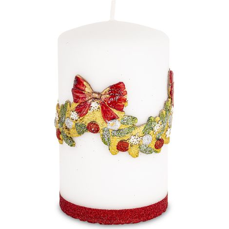 Candela natalizia in paraffina bianca, 14x8x8 cm (1/5)