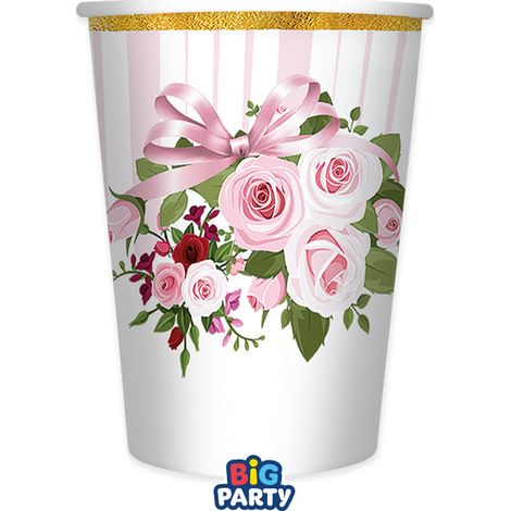 Big Party Bicchieri Carta Pink Blossom 250 Cc Cf 6 Pz