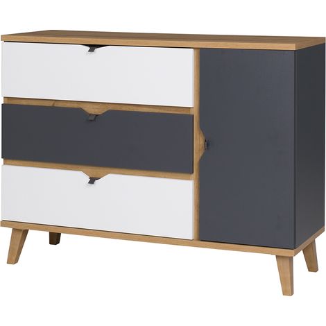 Kommode 120cm breit MARIBOR-132 in Eiche mit graphit und weiß (1/3)