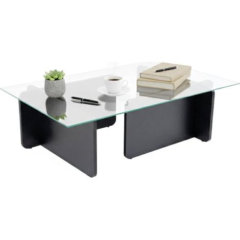 Dmora - Tavolino da salotto Kallias, Tavolo basso da caffè, Portariviste per divano, Ripiano da soggiorno, 105x65 h30 cm, Nero