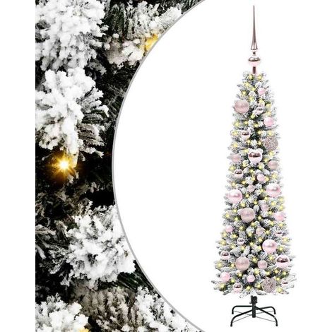 Sapin de Noël artificiel blanc, 120 cm de haut, en PVC, métal et plastique. (1/5)