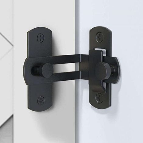 Verrou de porte à angle droit à 90 degrés Boucle Verrouillage de porte et fenêtre Verrouillage de porte coulissante Verrouillage de porte (Noir)