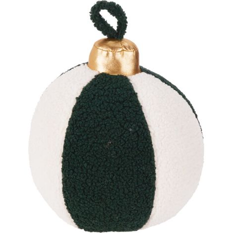 Cuscino pallina di natale con gancio per decorazione ambiente Ø 23 cm -BIanco/Rosso