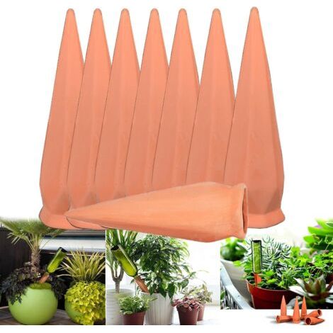 Irrigation Goutte a Goutte Bouteille, 8Pcs Arrosage Goutte à Goutte Oyas a Planter Terre Cuite Arroseur Automatique Plantes Système D'Irrigation pour Jardin Maison Intérieur Extérieur (1/5)