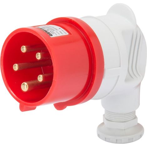 Fiche mobile Gewiss coudée 3P+N+T 16A IP44 rouge 380V GW60090 (1/2)