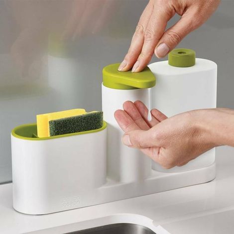 Porte-éponges et brosses de cuisine, organisateur d'évier, distributeur de savon liquide et de lotion (1/4)