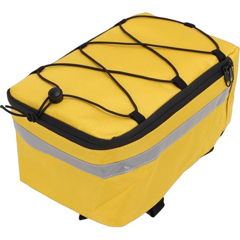 Sacoche de porte-bagages vélo, sac navette en tissu Oxford 1680D déperlant avec bande réfléchissante, sac arrière pour vélo de ville jaune pour trajets quotidiens (1/5)
