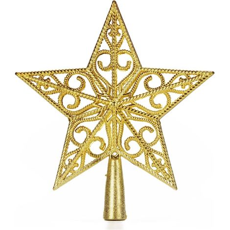 Étoile rouge pour sapin de Noël, fixation à broche en dentelle, décoration sommitale (1/3)
