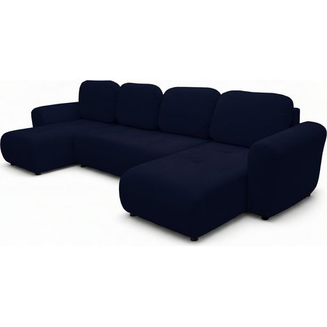 Selsey OLIDO – Wohnlandschaft in U-Form mit Schlaffunktion, marineblauer Samt (1/5)
