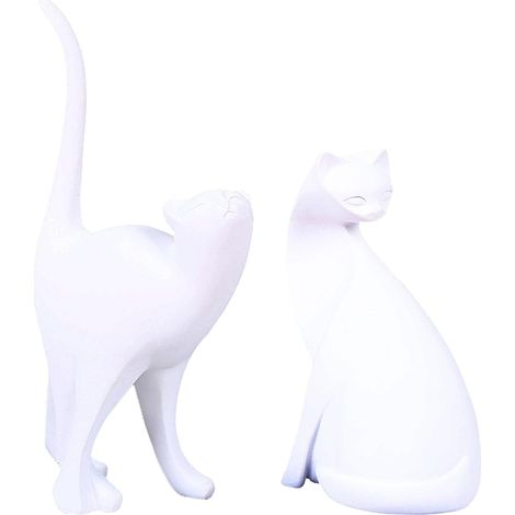 Statue Décoration Intérieure Chaton Abstrait en Résine, Sculpture Animale Moderne, Accessoire Décoratif Cadeau Amoureux Blanc (1/5)