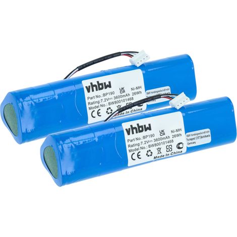 vhbw 2x batteria sostituisce Fluke B11432, BP-190, BP190 per oscilloscopio, dispositivo di misurazione (3600mAh, 7,2V, NiMH)