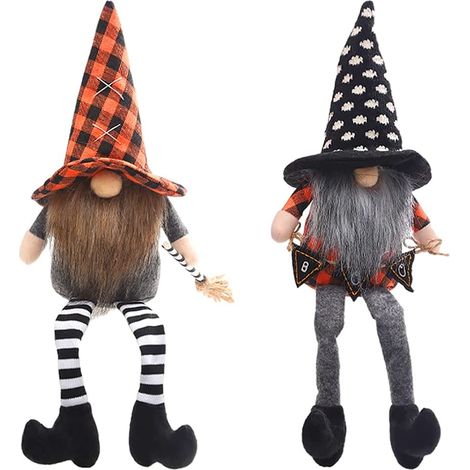 MINKUROW 2 Pezzi Gnomi Di Halloween Peluche Halloween Tomte Svedese Nisse Genoma A Gambe Lunghe Decor Scandinavo Elfo Ornamento Domestico Per La Tavola Di Halloween (1/5)