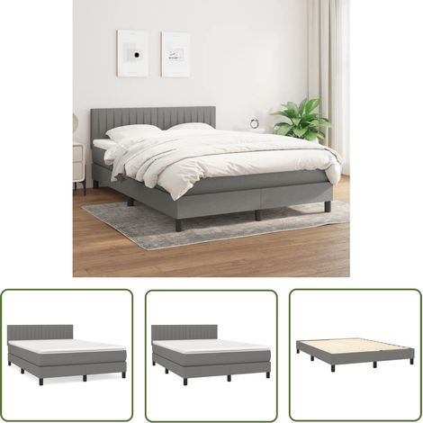 The Living Store Boxspringbett mit Matratze Dunkelgrau 140x200 cm Stoff - Boxspringbett - Doppelbett - Bettenrahmen - Matratze - Nachttisch (1/5)