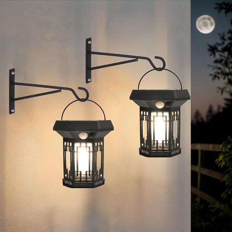 Solarlaternen, LED-Hänge-Solar-Gartenlaternen, Solar hängeleuchten Wandleuchte mit 3 Beleuchtungsmodi, IP65 wasserdicht, für Gehweg, Terrasse, Tisch, Außenbereich (2 Stück) (1/5)
