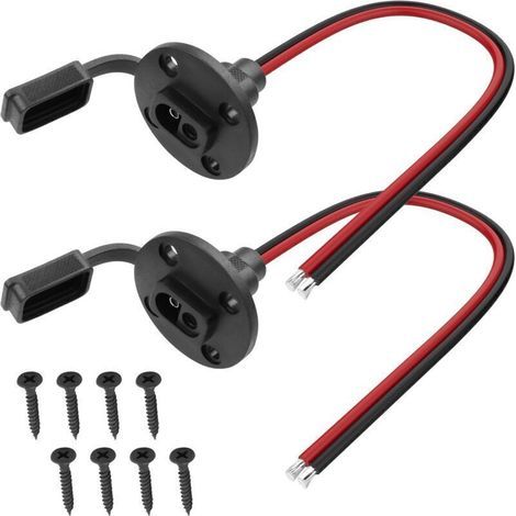 Lot de 2 câbles SAE 12 AWG 40 cm avec Connecteur Étanche pour Panneau Solaire et 8 Vis (1/5)