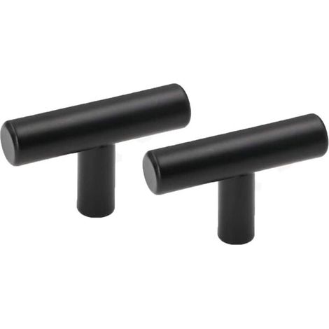 Lot de 10 Bouton de Meuble Porte T Bar Bâton Tiroirs, Bouton en Acier Inoxydable Porte Placard Chambre Cuisine Meubles Noir - Bouton en T - 50mm Noir (1/5)