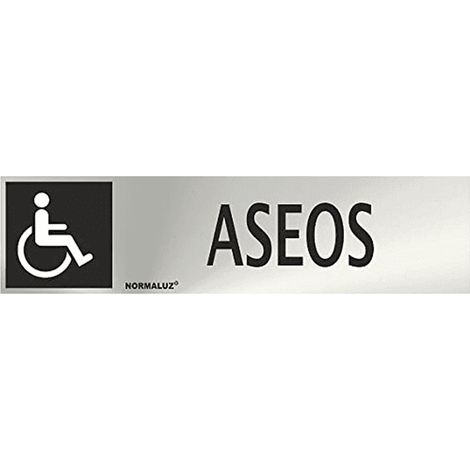 Señal adhesiva Aseos Minusvalidos Acero inoxidable 5x20 cm  Gris (1/4)