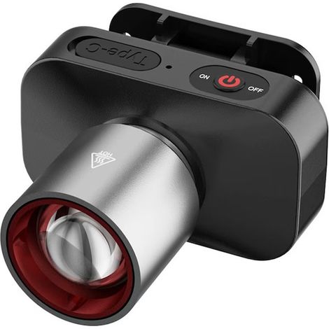 Lampe frontale portable TEMU TIKTOK en alliage d'aluminium avec fonction zoom télescopique pour éclairage extérieur, lampe frontale (1/5)