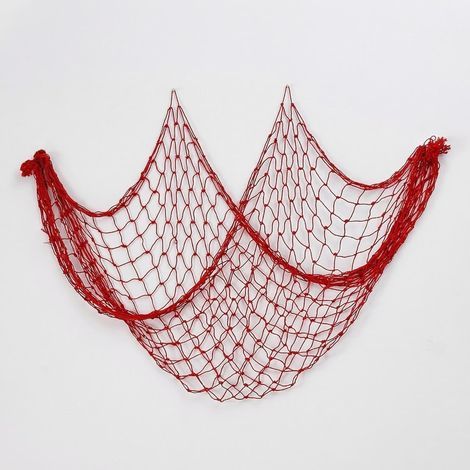 Fischernetz, 150 x 200 cm, Baumwolle, Wanddekoration, maritimer Stil, Rot (1/4)