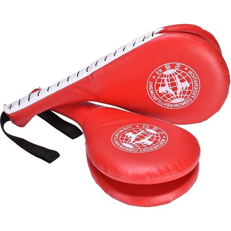 MINKUROW, 1 Par De Palas Dobles De Taekwondo, Raqueta De Patada Para Tae Boxing, Entrenamiento De Karate (Rojo)