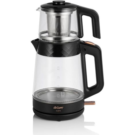 Théière Théière Turque, Théière, Bouilloire, Matériau Verre, Théière de 0,9 Litre et Théière de 2 Litres, Capacité du Chauffe-eau - Noir (1/5)