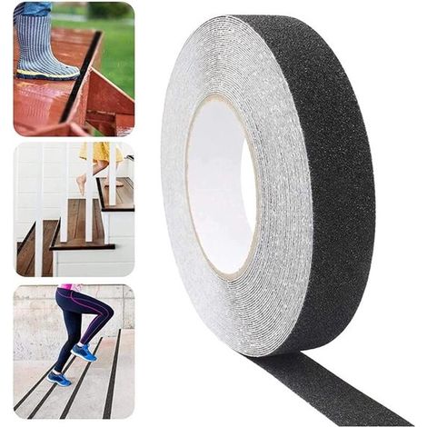 Nastro antiscivolo opaco, nastro antiscivolo autoadesivo, nastro antiscivolo per scale, nastro antiscivolo autoadesivo in PVC, adatto a vari tipi di scale, 2,5 cm x 5 m per rotolo (1/5)