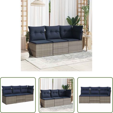 Canapé extérieur - Canapé de jardin avec coussin Gris 172 x 62 x 69 cm Poly rotin (1/5)