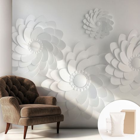 Tapete Vliestapete mit Kleber modern Wohnzimmer - Wanddeko Schlafzimmer - Tapete mit Motiv Blumeneleganz 250x250 cm (1/5)