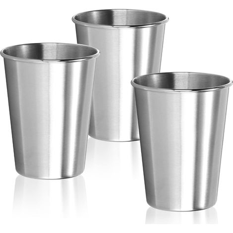 3 Gobelets Inox 250ml - Acier 304 Légers et Incassables pour Camping Voyage Randonnée - Couleur Argent (1/5)