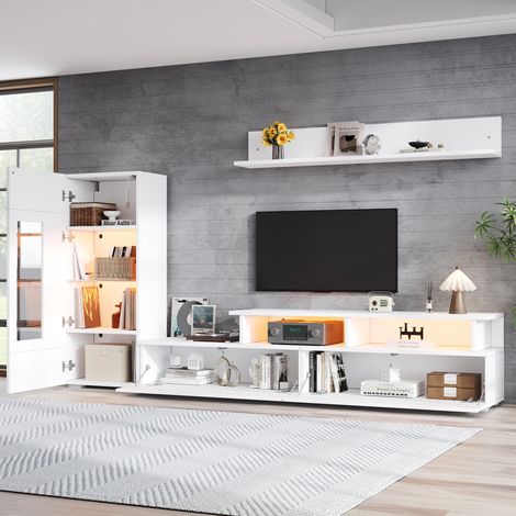 Mobile TV 3 pezzi con illuminazione LED ad alta brillantezza bianco OKWISH (1/5)
