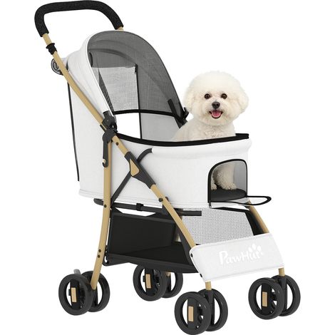 Chariot pour animaux avec 2 portes Grillage de rangement pour fenêtres Corde de sécurité 80x44,5 x 97 cm Gris clair