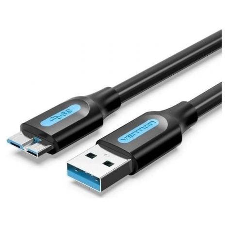 Cable USB 3.0 Vention COPBC/ USB Macho - MicroUSB Macho/ Hasta 10W/ 5Gbps/ 25cm/ Negro