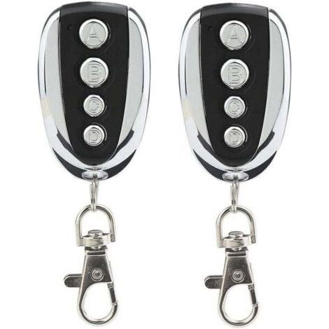 Pack of 2 universal remote controls for garage doors, XU, and gates, 433 MHz with four channels - Ideal replacement - (1/4)