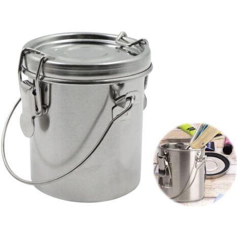 BUNTHAUS Nettoyeur Pinceau Seau de Lavage - Peinture à Huile Bac avec Couvercle Pinceaux en Acier Inoxydable Portable Antifuite Poignée Filtre Double Paroi Réservoir Nettoyage (1 Pièce) (1/5)